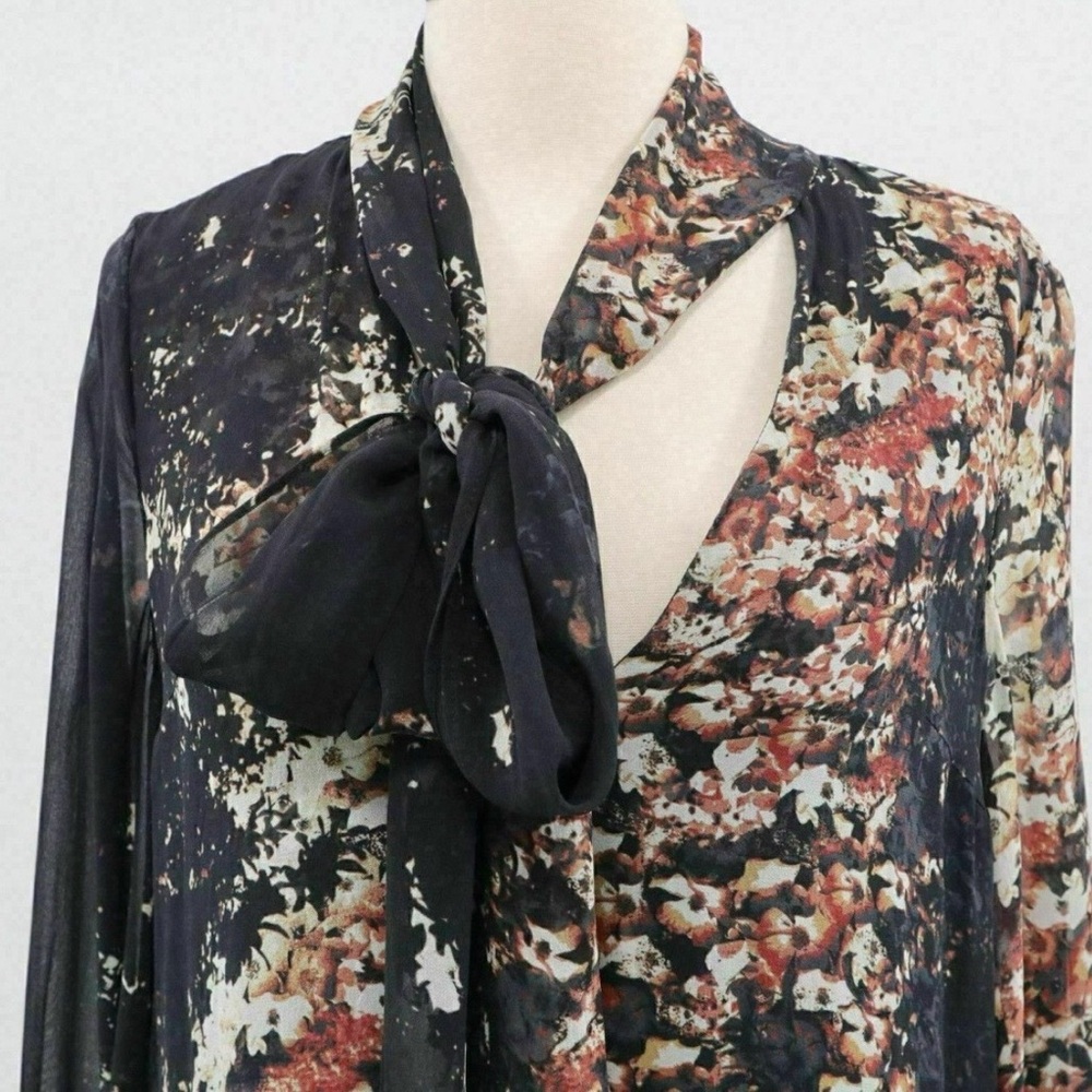 Intermix 100% Silk Tie Neck Tunic / Mini Dress – Size P (Petite) - Picture 4 of 10